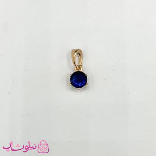 آویز گردنبند زنانه ژوپینگ طرح تک نگین سرمه ای مینیمال 9 میل کد 199