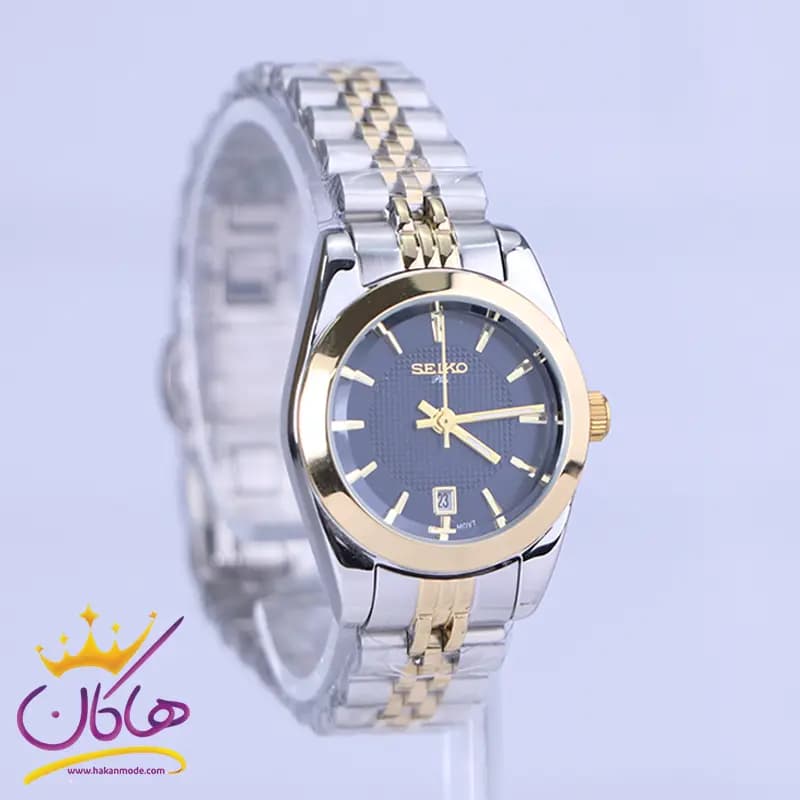 ساعت مچی سیکو زنانه فلزی نقره ای طلایی صفحه آبی L31628/5 — تصویر ۲
