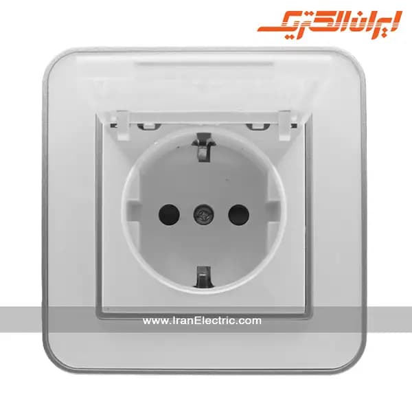 پریز برق ارت درب دار ارس نقره ای زه سفید میان سفید — تصویر ۲