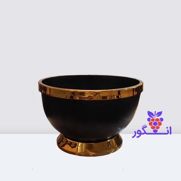 گلدان خالی فلز مشکی دور طلایی