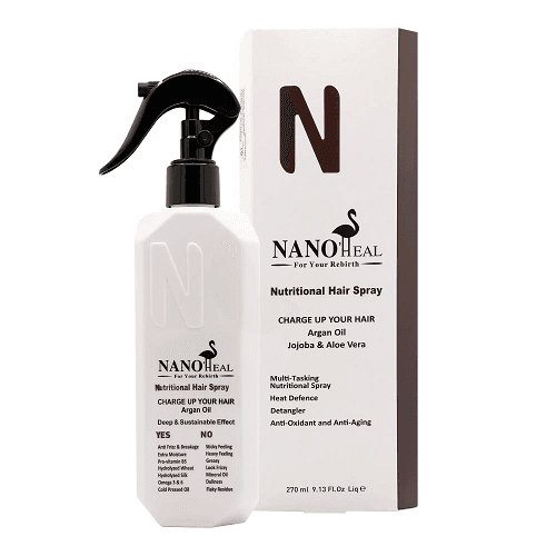 اسپری گره باز کن و تقویتی مو آرگان و پروتئین گندم و ابریشم نانوهیل 270ml