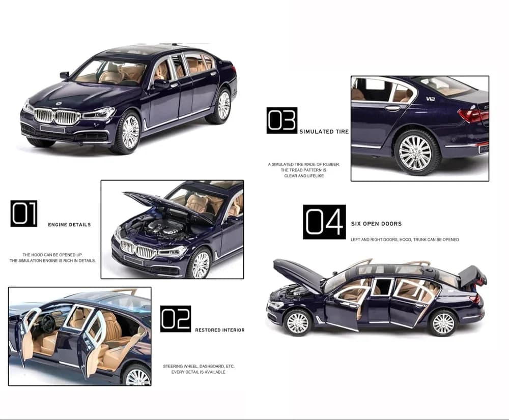 ماشین فلزی ماکت طرح اصلی بی ام دبلیو لیموزین bmw760LI — تصویر ۳