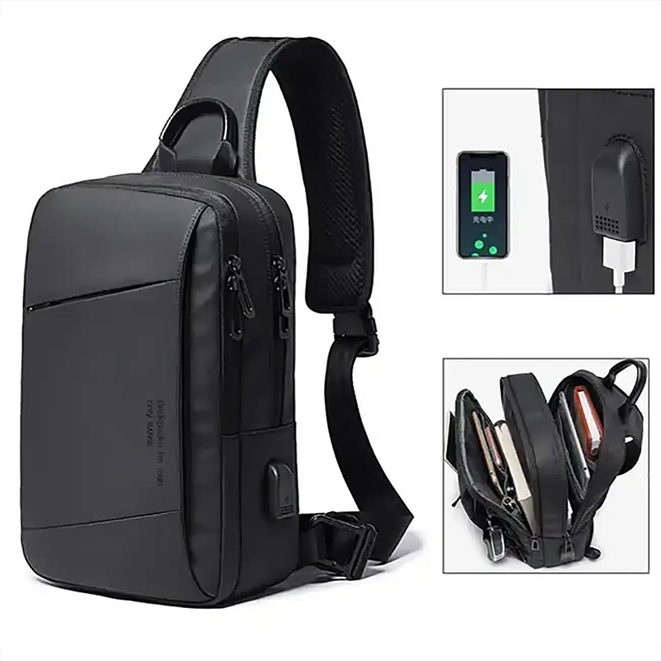 کیف کراس بادی مردانه USB دار بنج Bange BG-22002 — تصویر ۱۰