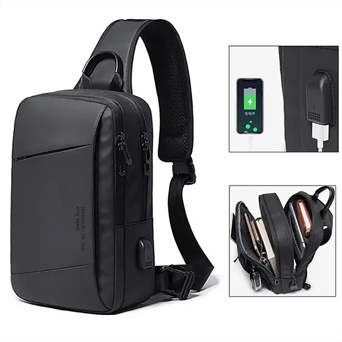 کیف کراس بادی مردانه USB دار بنج Bange BG-22002 — تصویر ۲