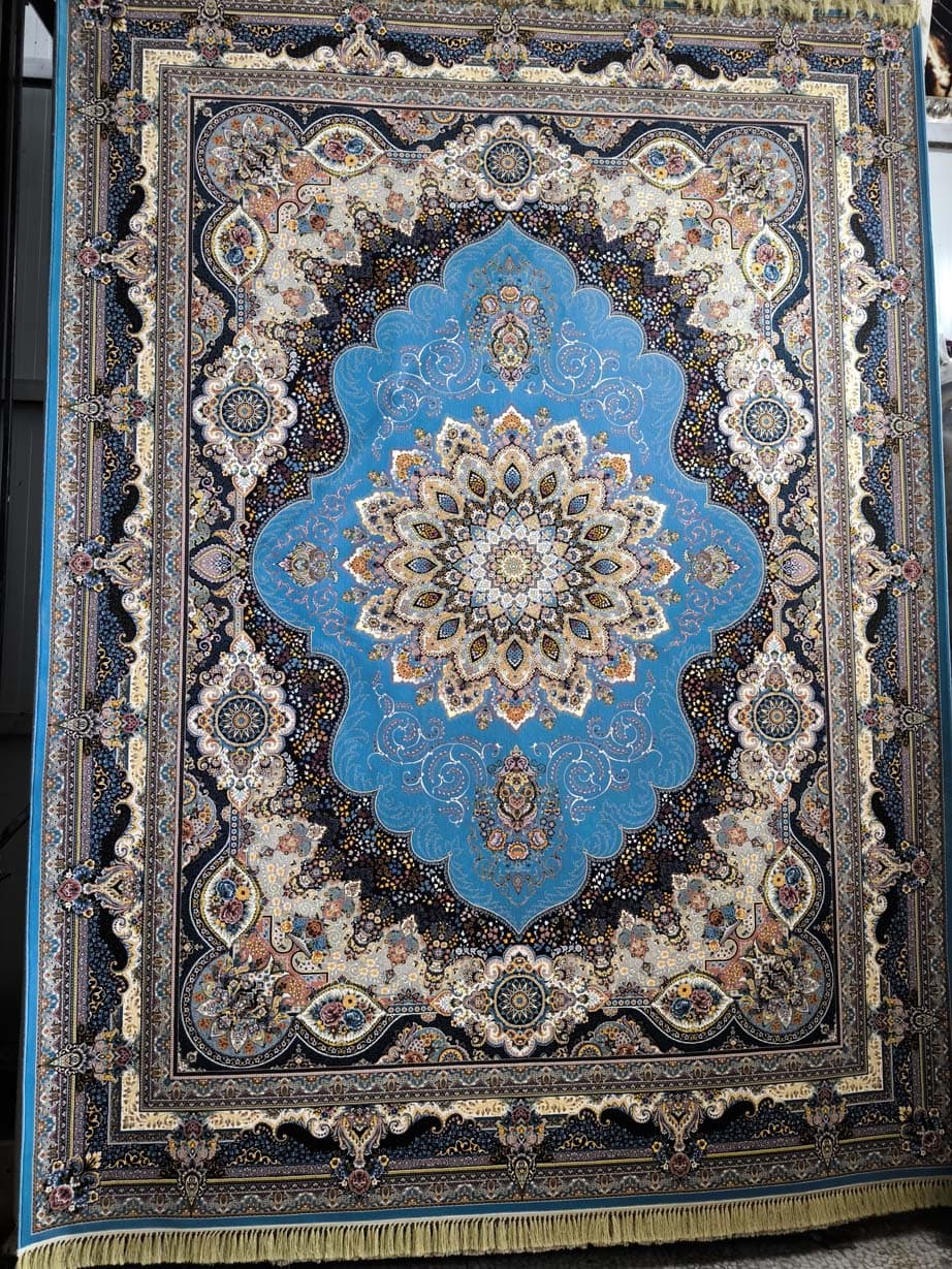 فرش ۱۰۰۰ شانه نقشه آریامهر زمینه آبی