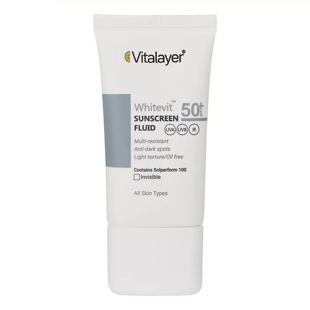 فلوئید ضدآفتاب بیرنگ ویتالیر SPF50 مدل Whitevit مناسب تیره و لک دار، حجم 50 میلیلیتر — تصویر ۲