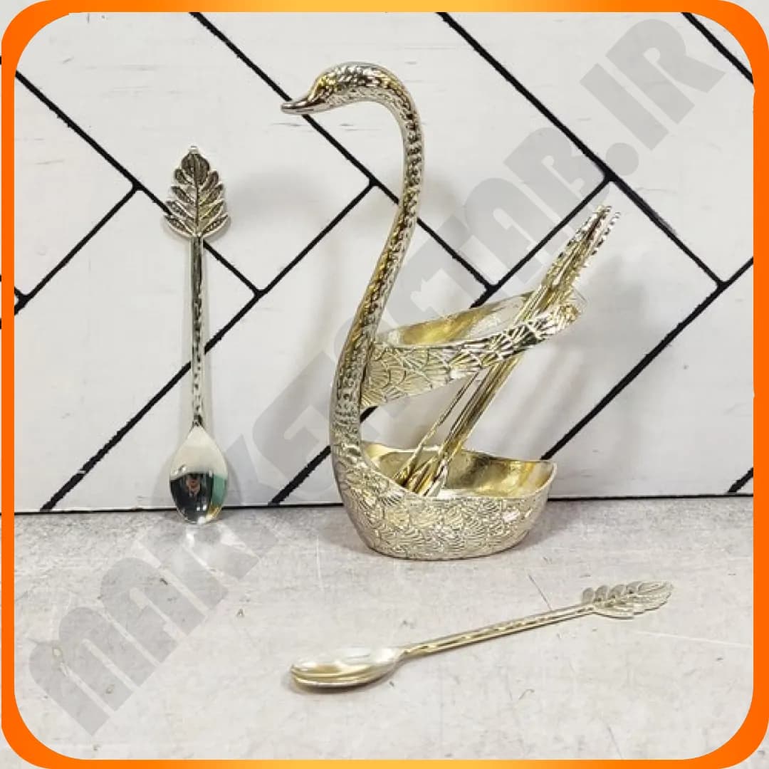 قاشق قو طرح برگ کد 1434/3 نقره ای زومبا — تصویر ۲