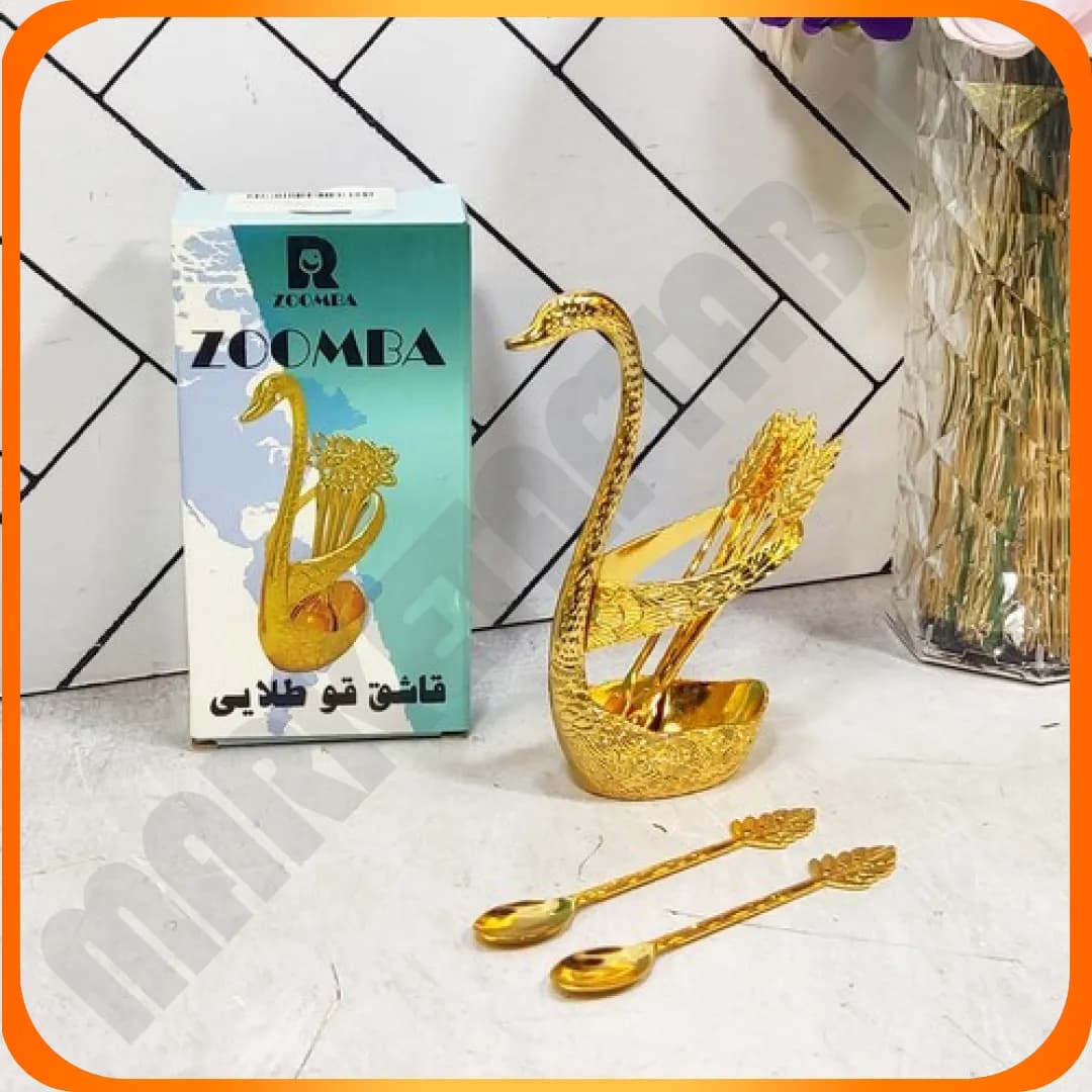 جا قاشق قو طرح برگ کد 1434/8 طلایی زومبا