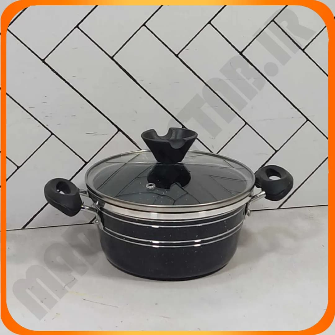 قابلمه تک سایز 16 دو دسته دسته پلاستیک درب پیرکس زومبا