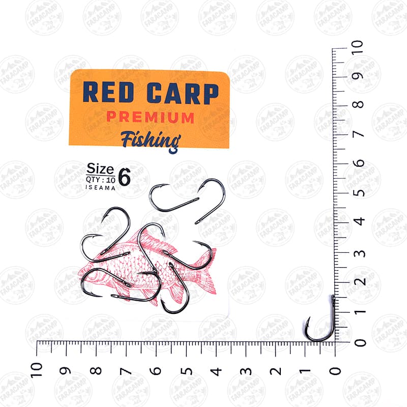 قلاب ماهیگیری RED CARP کپوری مدل Iseama سایز 6 بسته ۱۰ عددی