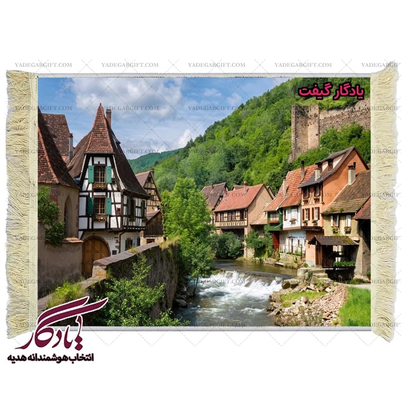 تابلو فرش ماشینی طرح منظره دهکده زیبا کد m22