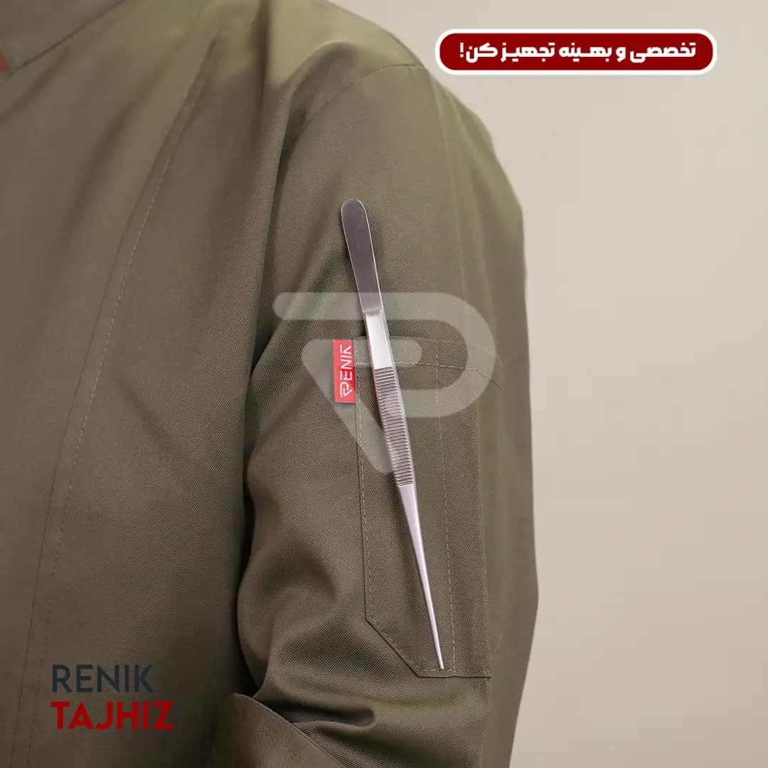 روپوش (کت سر آشپز) زیپ دار سبز CHEF’S COAT — تصویر ۲