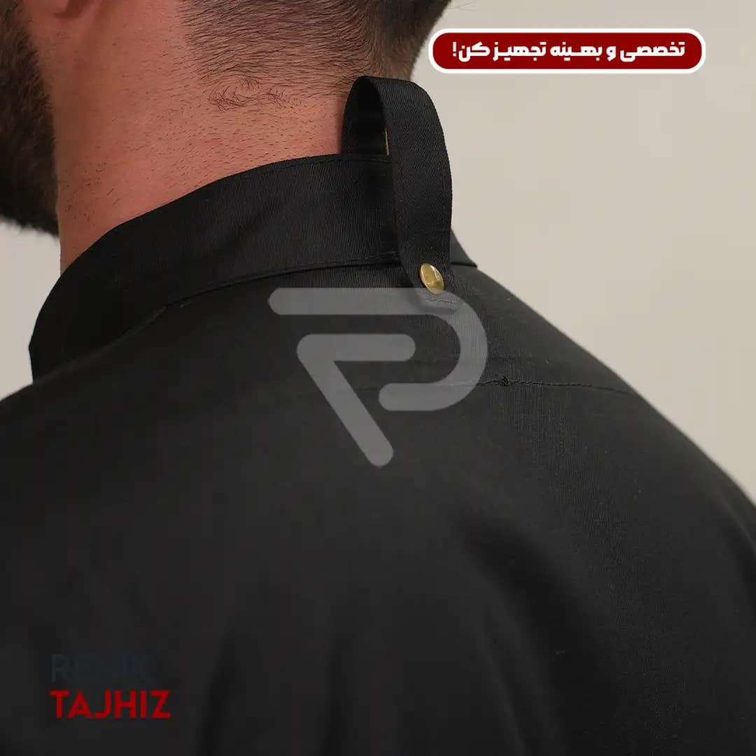 روپوش (کت سر آشپز) زیپ دار مشکیCHEF’S COAT — تصویر ۵