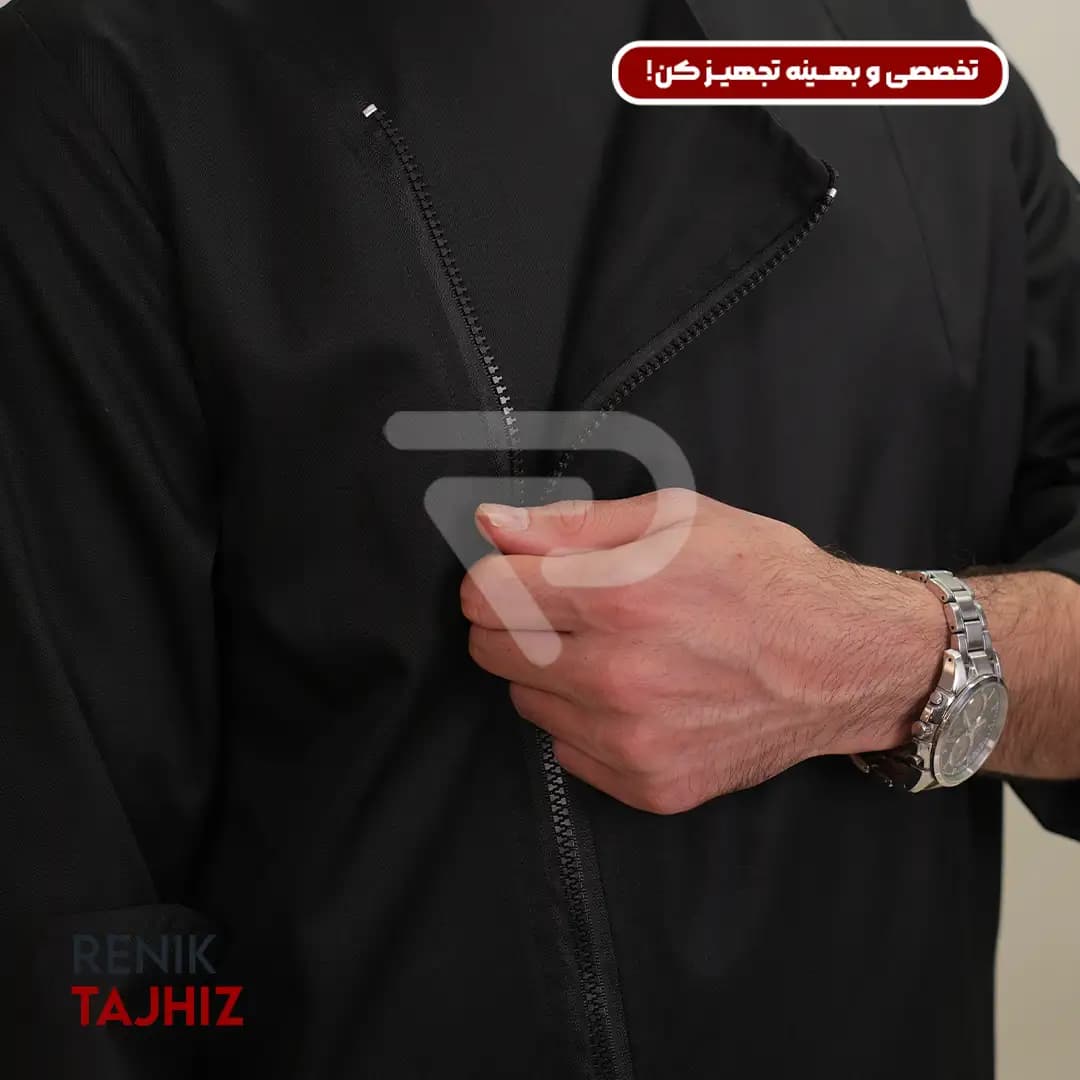 روپوش (کت سر آشپز) زیپ دار مشکیCHEF’S COAT — تصویر ۳