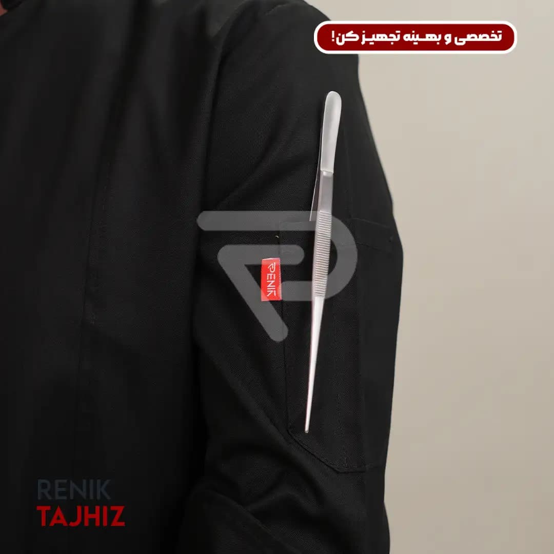 روپوش (کت سر آشپز) زیپ دار مشکیCHEF’S COAT — تصویر ۴