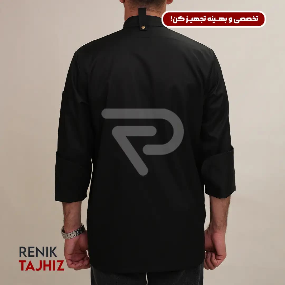 روپوش (کت سر آشپز) زیپ دار مشکیCHEF’S COAT — تصویر ۶