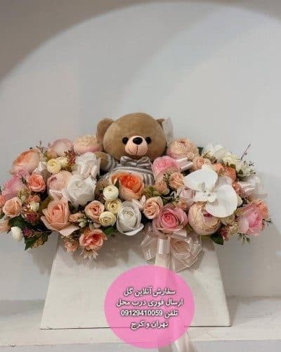 دسته گل پاستلی تولد نوزاد دختر برای خبر خوش بارداری