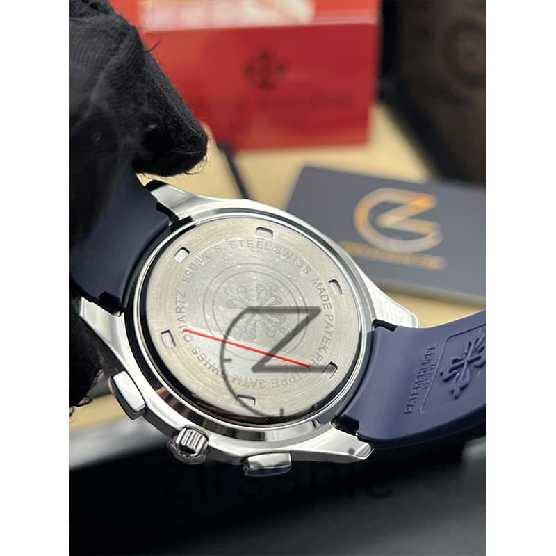 ساعت مچی مردانه پتک فیلیپ آکوانات سیلور فول سرمهای Patek Philippe Aquanaut Silver Full Navy — تصویر ۶