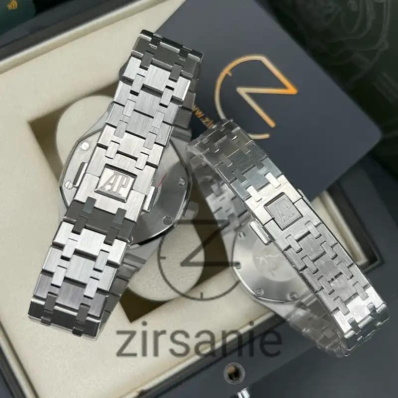 ساعت مچی اودمار پیگه سیلور صفحه مشکی (تک و ست) Audemars Piguet Royal Oak Watch Silver Black Screen — تصویر ۲