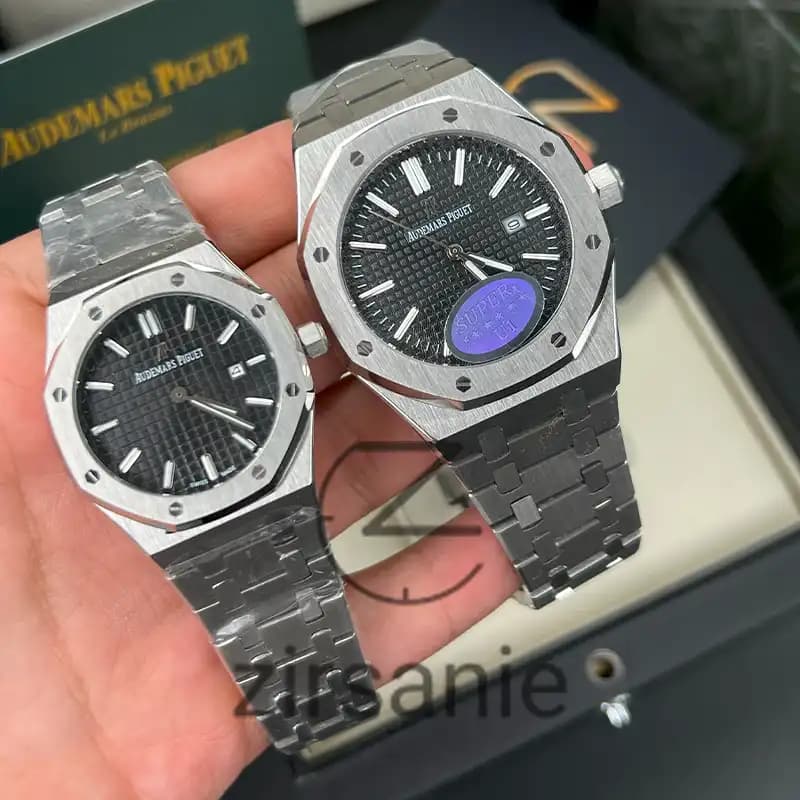 ساعت مچی اودمار پیگه سیلور صفحه مشکی (تک و ست) Audemars Piguet Royal Oak Watch Silver Black Screen — تصویر ۵