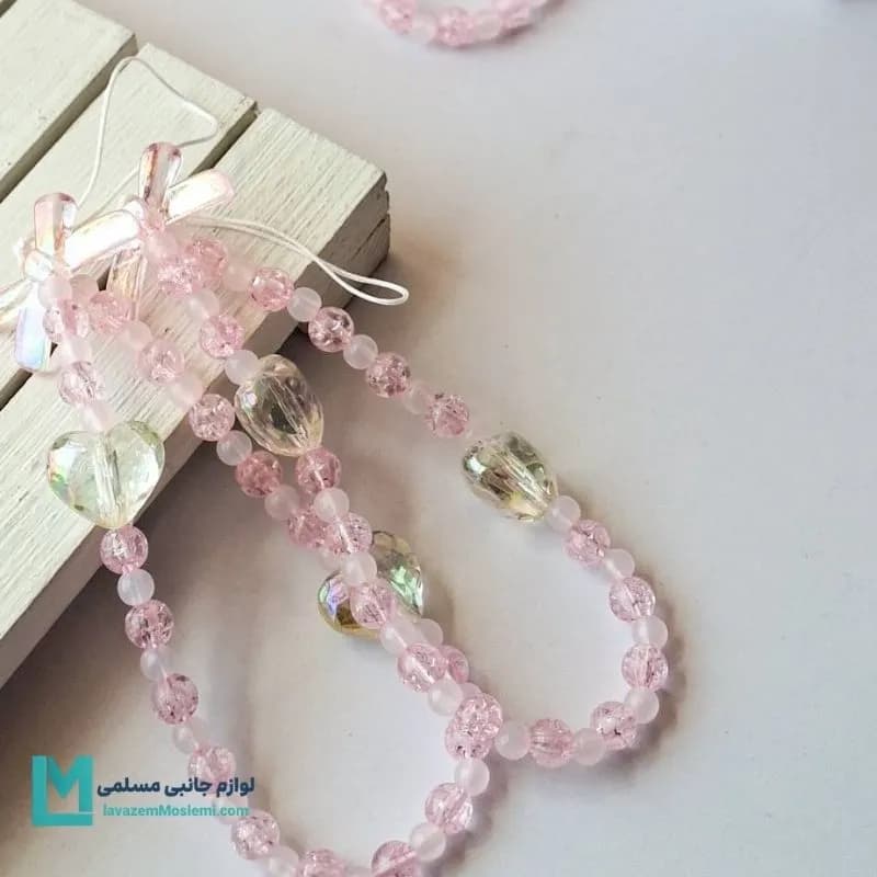 بندآویز قلب و پاپیون صورتی کد C3306 | لوازم جانبی مسلمی