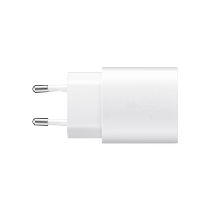 شارژر دیواری سوپر فست سامسونگ 2 پین 25 وات Type-C با کابل سفید — تصویر ۳
