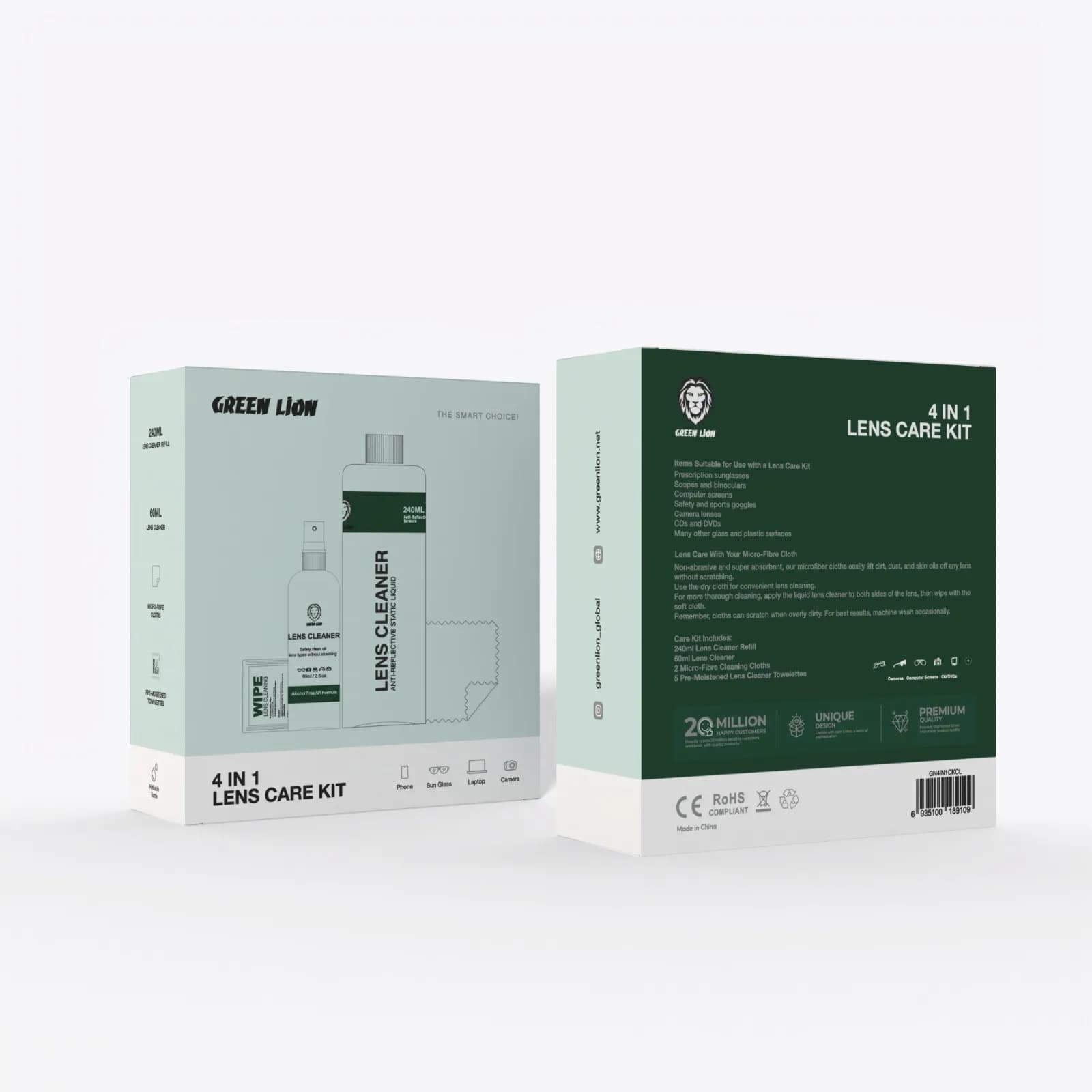 کیت تمیزکننده لنز شفاف مدل 4 in 1 گرین لاین