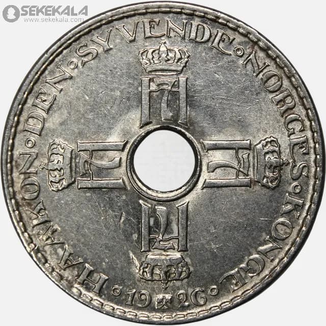 سکه 1 کرون نروژ 1926 (هاکان پنجم) — تصویر ۲