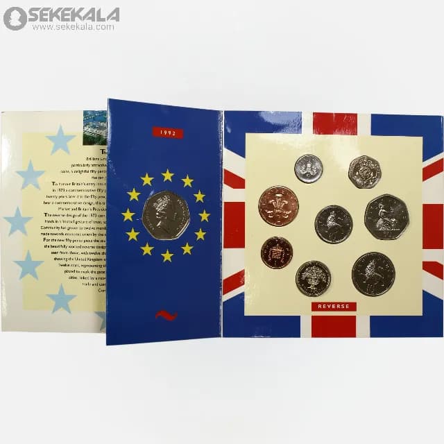 پک سکه های پروف انگلیس 1992 ROYAL MINT (به همراه یک 50 پنس یادبودی اضافه )(UNC)