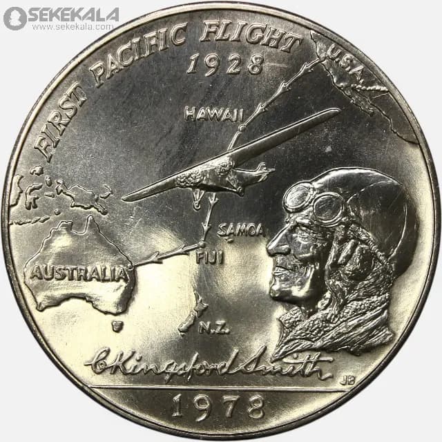 سکه 1 تالا یادبودی ساموآ 1978 (اولین پرواز بر فراز اقیانوس آرام)(UNC)