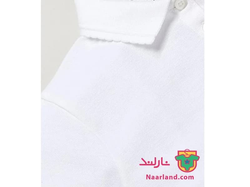 پولوشرت نخی دخترانه برند Smart Start آلمان سفید ساده — تصویر ۲