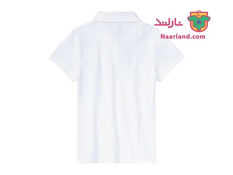 پولوشرت نخی دخترانه برند Smart Start آلمان سفید ساده — تصویر ۴