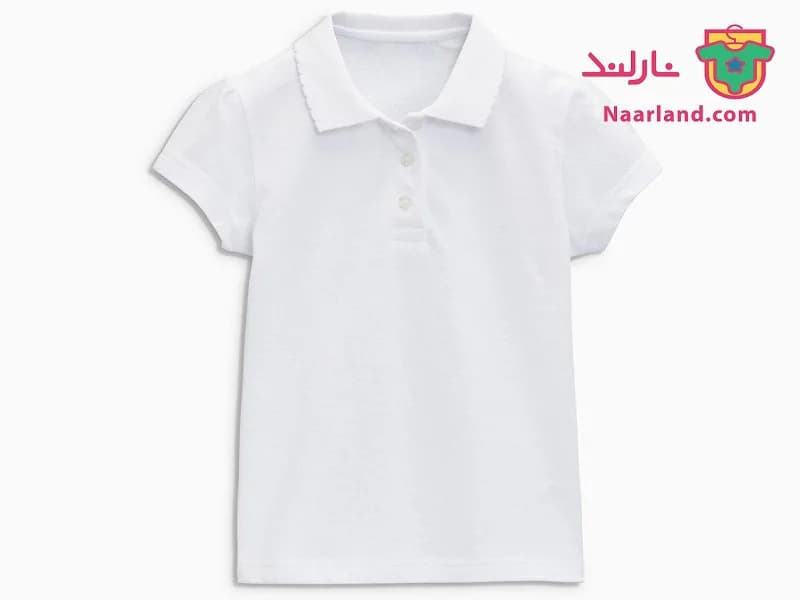 پولوشرت نخی دخترانه برند Smart Start آلمان سفید ساده — تصویر ۵