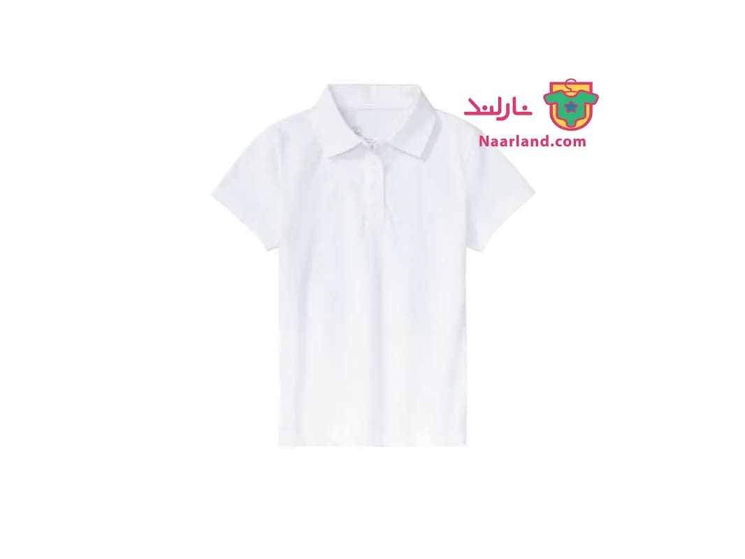 پولوشرت نخی دخترانه برند Smart Start آلمان سفید ساده