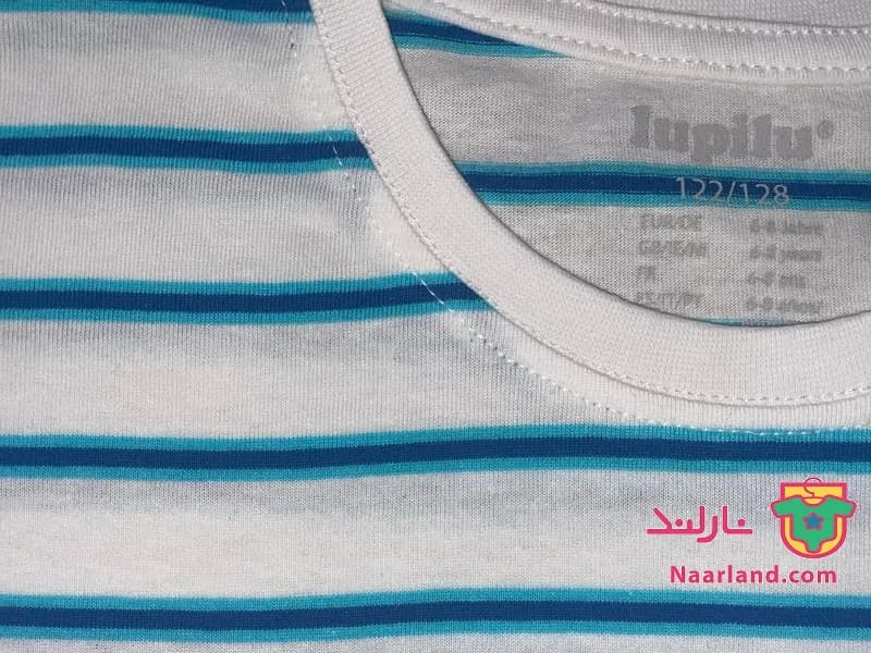 تیشرت نخی لوپیلو Lupilu آلمان سفید آبی راه راه — تصویر ۳