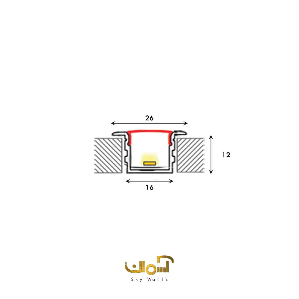 پروفیل لاین نوری توکار عرض 16 میل تک لاین — تصویر ۲
