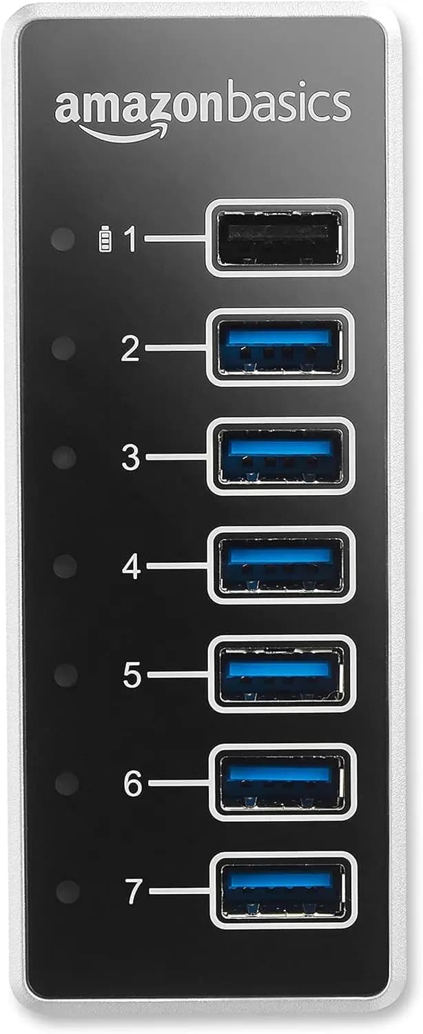 هاب 7 پورت Amazon Baiscs | USB 3 با آداپتور برق – 36W (12V/3A) — تصویر ۴