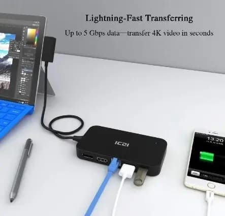داک USB به USB 3.0/Lan/HDMI/Display Port – آی سی زد آی مدل ICZI IZEC-A09 — تصویر ۲