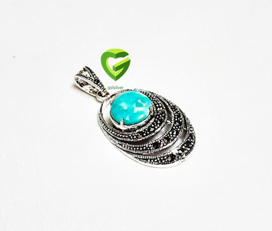 آویز نقره فیروزه کد824 — تصویر ۳