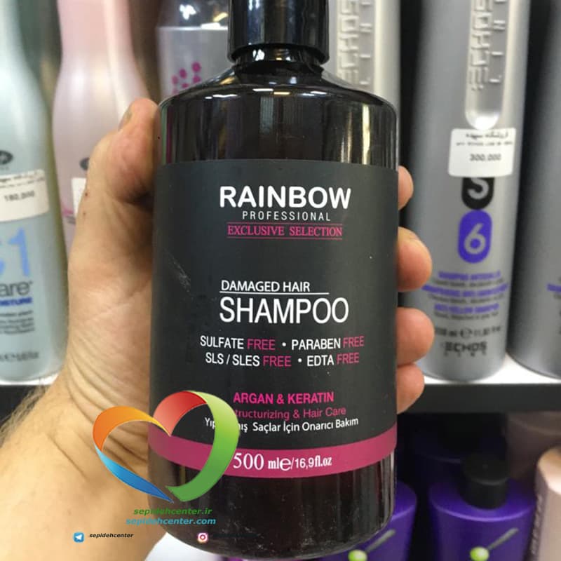 شامپو کراتین و آرگان رینبو RAINBOW حجم 500 میلی لیتر — تصویر ۲
