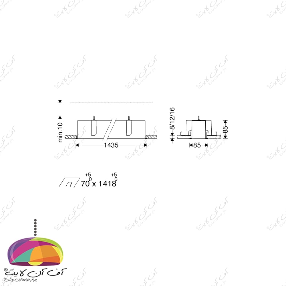 چراغ خطی توكار 39 وات اینفینیتی D مازی نور — تصویر ۲