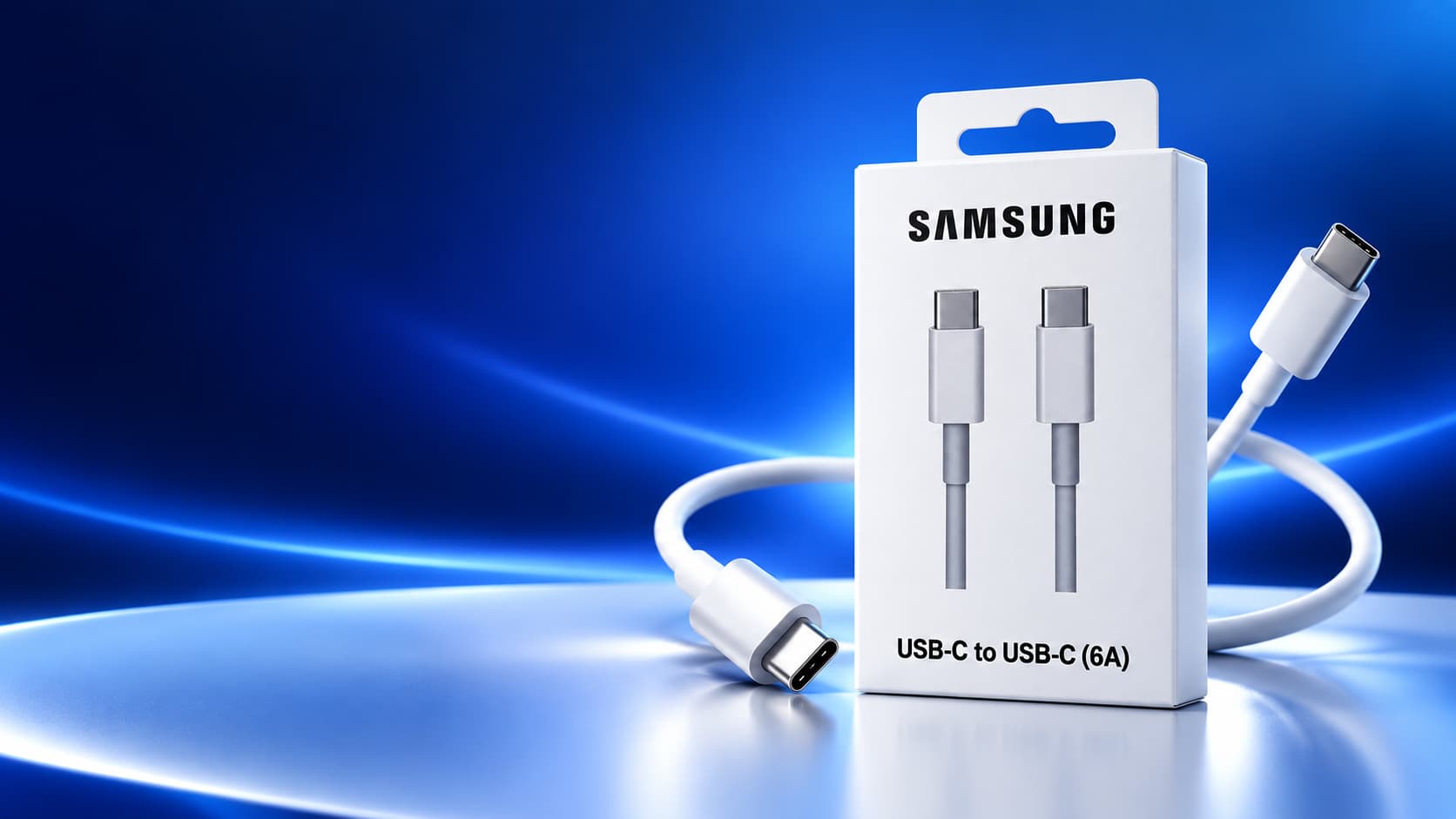 کابل سامسونگ USB-C به USB-C مدل 6A سفید | دو سر Type-C — تصویر ۲