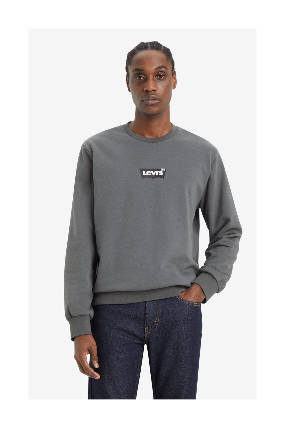 سویشرت لیوایز مردانه پنبه-پلی استر خاکستری راسته Regular/رگولار Regular/رگولار Daily/روزانه | Levi’s 38423-0089 TR