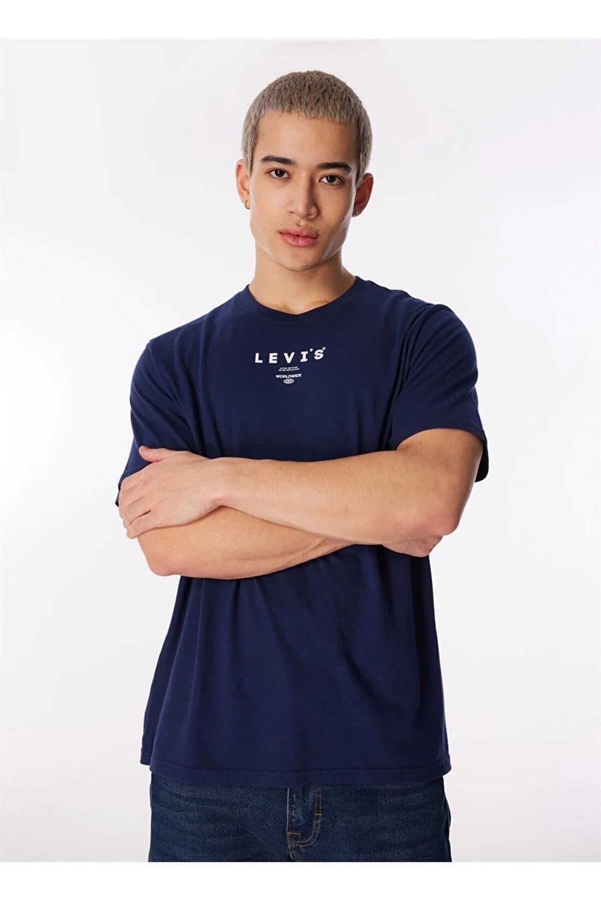 تی شرت لیوایز مردانه پنبه ای آبی طرح دار Regular/رگولار Relaxed/ریلکس Daily/روزانه | Levi’s 16143-1390 TR