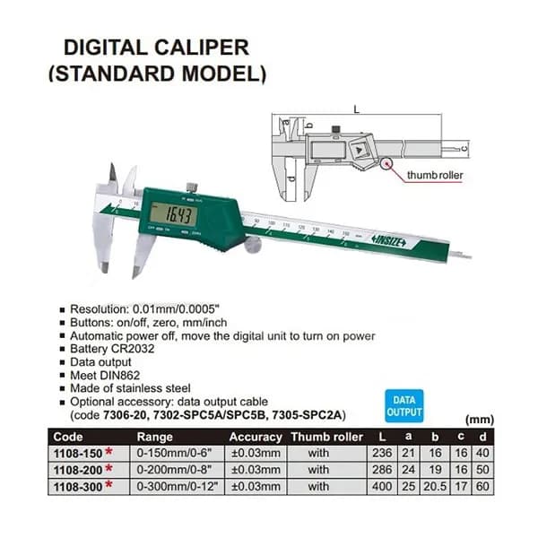 کولیس دیجیتال اینسایز 30 سانتی متر (با گارانتی شرکتی) مدل 300-1108 — تصویر ۵