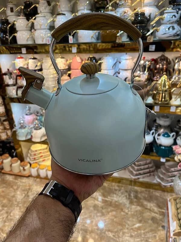 کتری تک استیل طرح ساده آبی وارداتی — تصویر ۲
