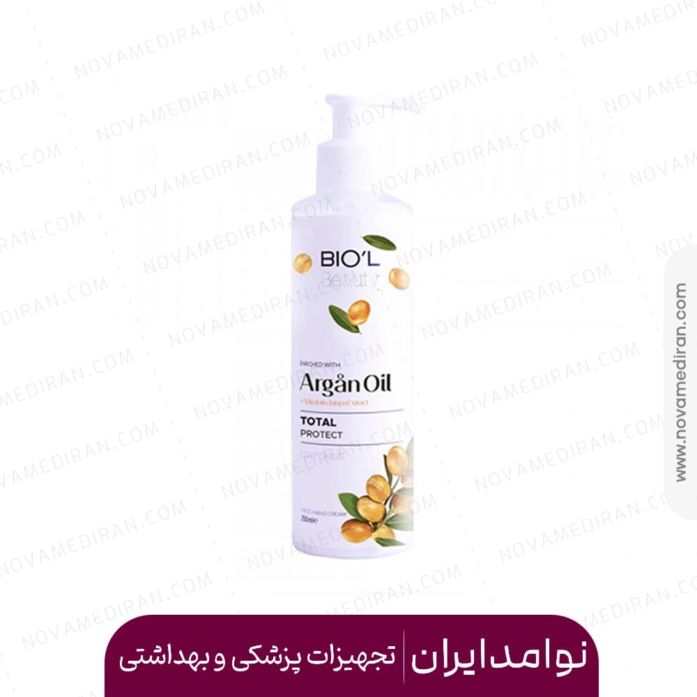 کرم پمپی بیول حاوی آرگان و عصاره لاله عباسی مناسب پوستهای خشک 250میل