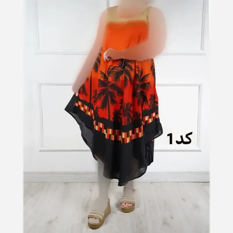 سارافون نخی هندی لطیف و سبک فری سایز مناسب تابستان زنانه — تصویر ۷
