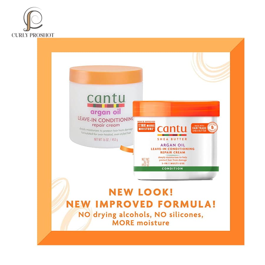 نرم کننده عمیق سه کاره بعد و داخل حمام آرگان کنتو Cantu Argan Oil Leave-In Conditioning Repair Cream 453g — تصویر ۳