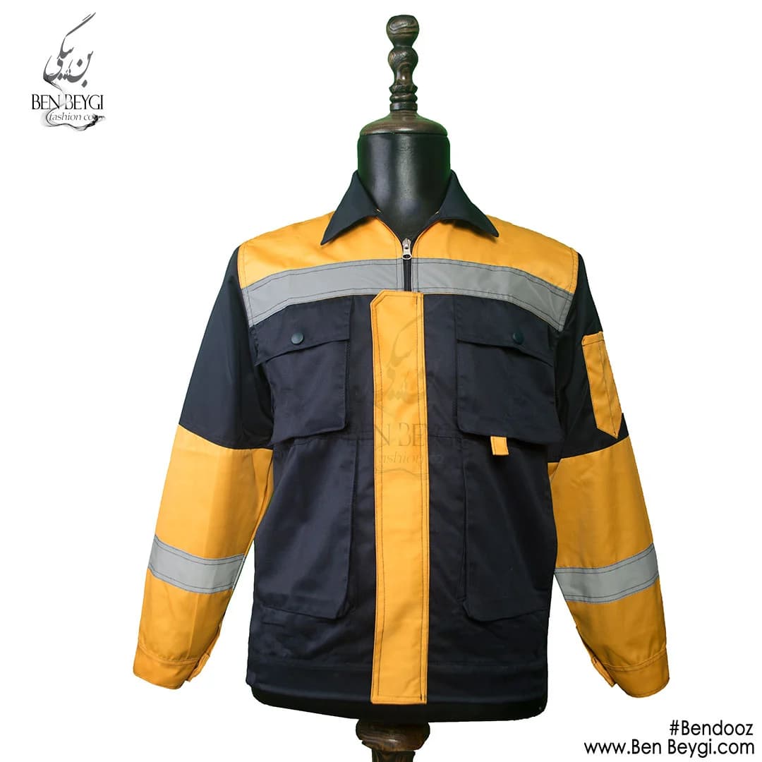 کاپشن کار با شلوار پارچه کجراه شبرنگ رنگ مشکی خرج کار نارنجی و طوسی کد 15727